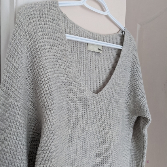 Wilfred Free Wolter Merino Sweater Waffle-knit V-neck sweater grey Medium T7 - Picture 6 of 11